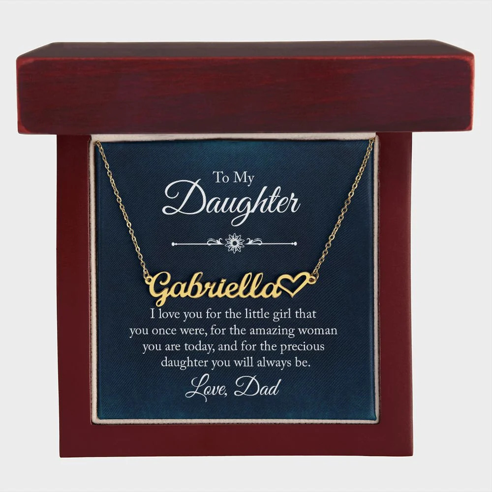 I Love You Personalized Gold Tone Heart Name Necklace Custom Gift Luxury Box